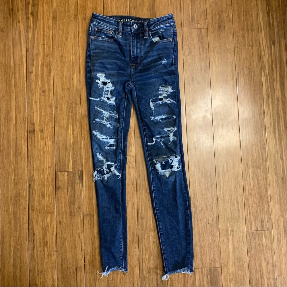 American Eagle Ne(X)t Level Stretch Super Hi-Rise Distressed Jegging
